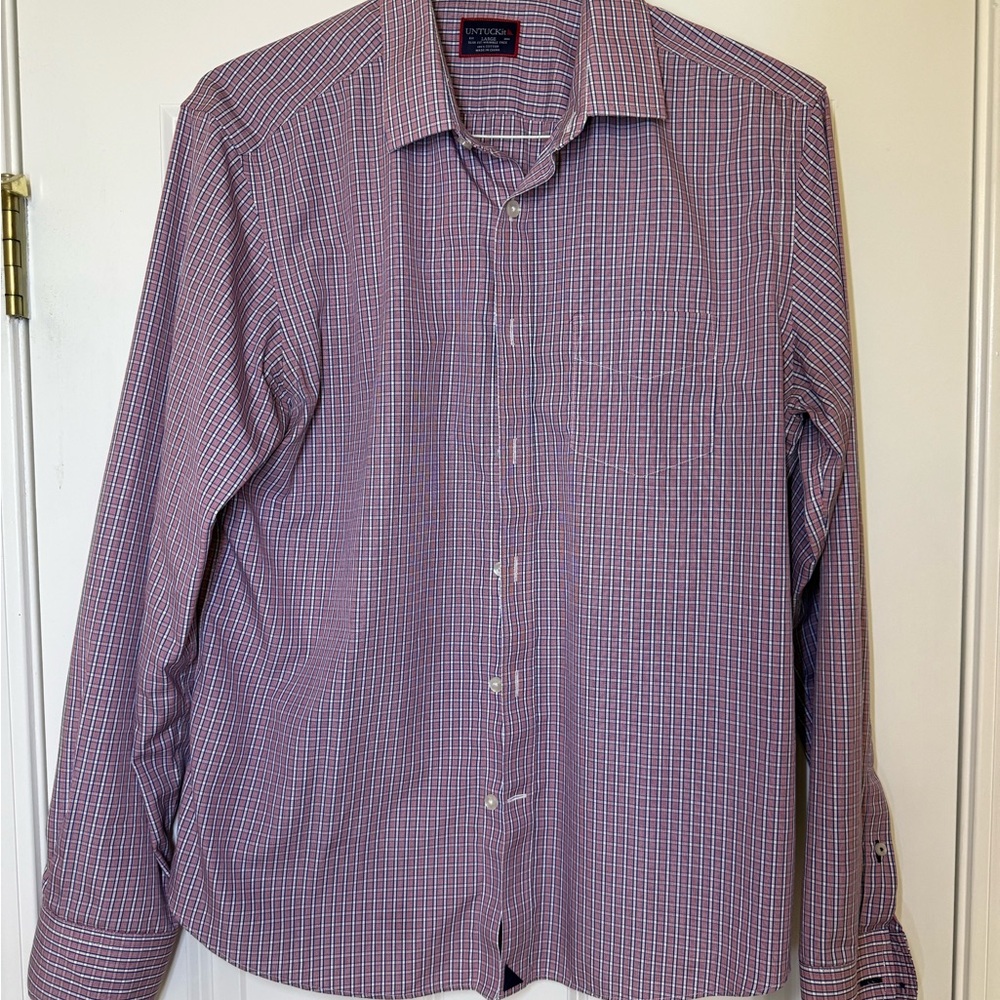 UNTUCKit Men's L Slim Fit Checkered Shirt